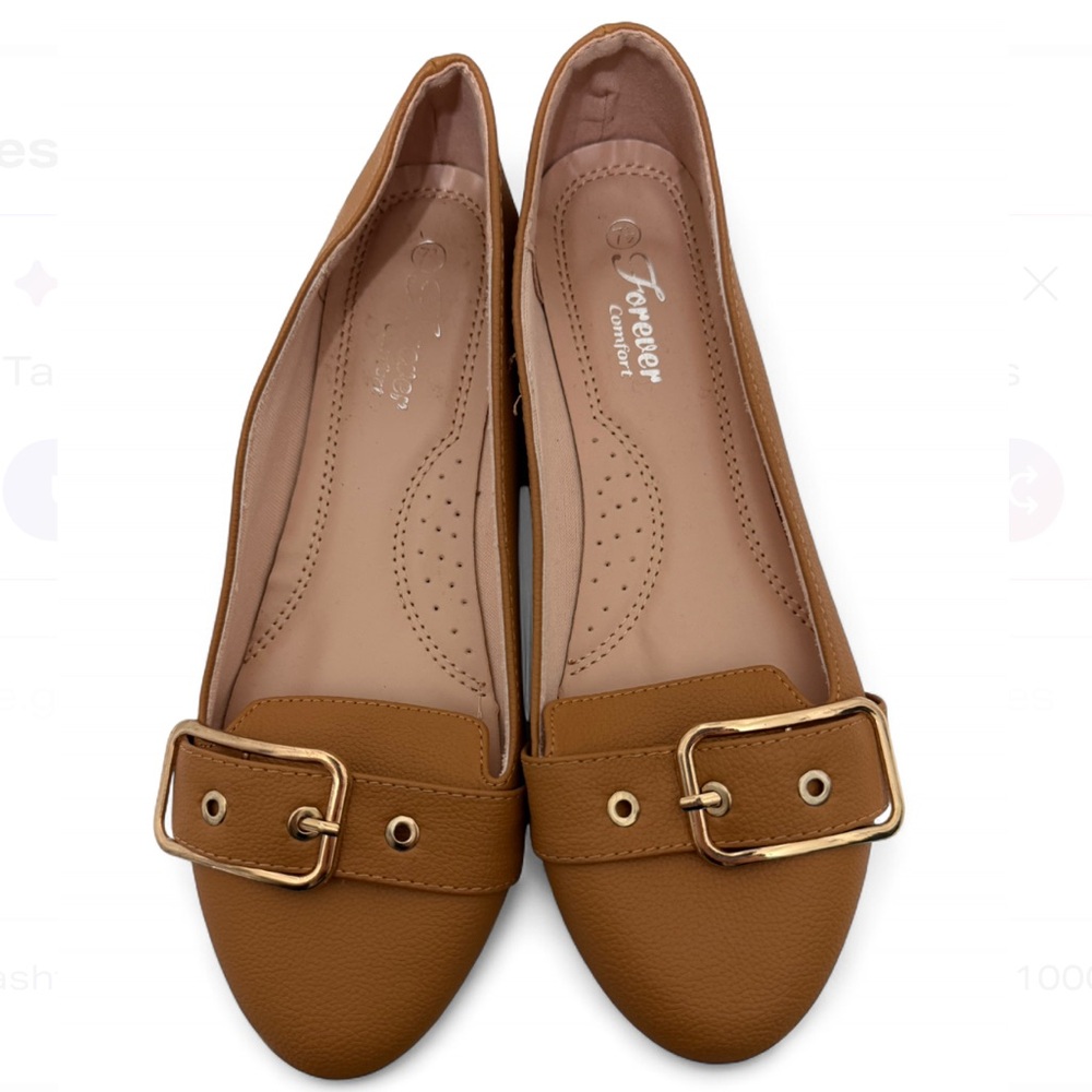 Forever Comfort ballet tan flats